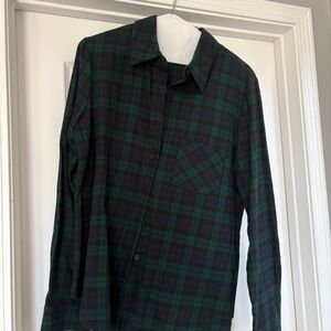 Wayf Green & Navy Plaid Button-Down Shirt
